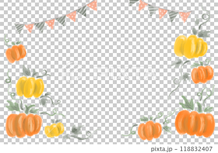 Cute Halloween image background illustration of pumpkins and garlands 118832407