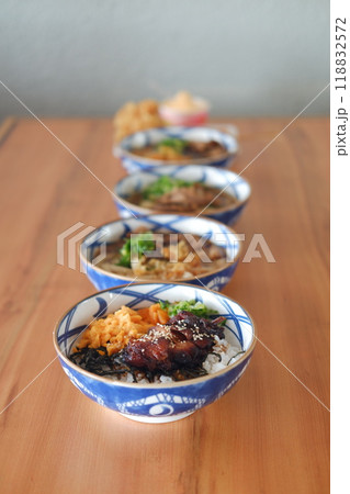 japanese food on wood background 118832572