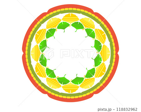 ボーダー柄のイチョウのフレームその2 118832962