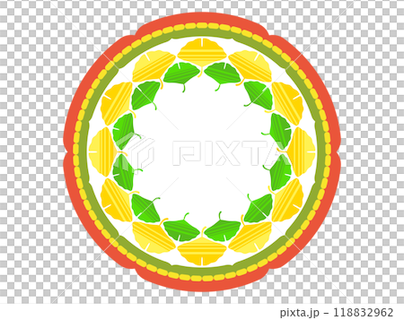 ボーダー柄のイチョウのフレームその2 118832962