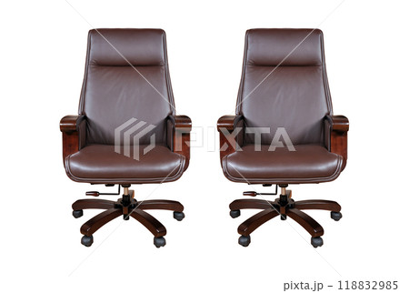 Comfortable and stylishly designed brown two office chair, brown boss seat 118832985