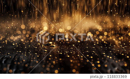 Elegant black and gold abstract background with sparkles, luxury Christmas background. Generative AI 118833369