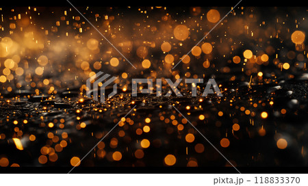 Elegant black and gold abstract background with sparkles, luxury Christmas background. Generative AI 118833370
