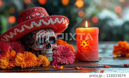 Dia de los Muertos, Candlelight Brightens Altars for a Beautiful Remembrance 118833674