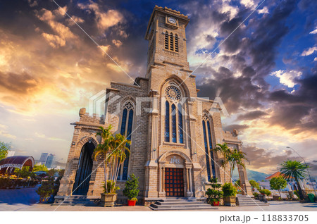 Nha Trang Cathedral or Stone Church or Christ the King Cathedral in Vietnam at sunset Nha Trang Cathedral or Stone Church or Christ the King Cathedral in Vietnam at sunset 118833705