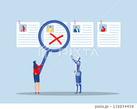 layoff staff,Robots replace people businesswoman HR choose redundancy employee.job loss in recession, economic recession,dismiss redundant staff layoff staff,Robots replace people businesswoman HR choose redundancy employee.job loss in recession, economic recession,dismiss redundant staff 118834459
