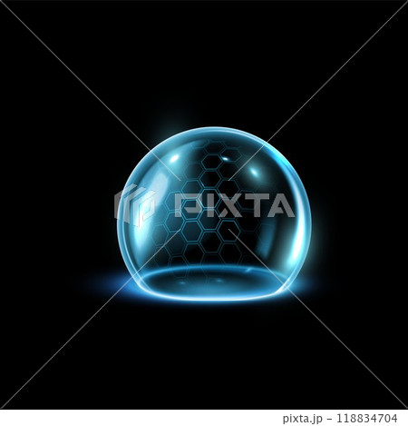 3d glass ball vector illustration with hexagonal texture 3d glass ball vector illustration with hexagonal texture 118834704