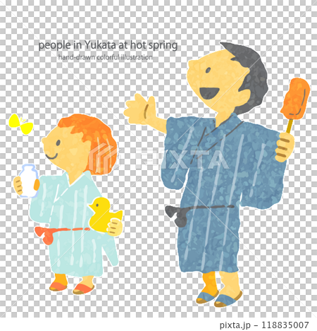 温泉客　お洒落でカラフルな手描き風イラスト 118835007