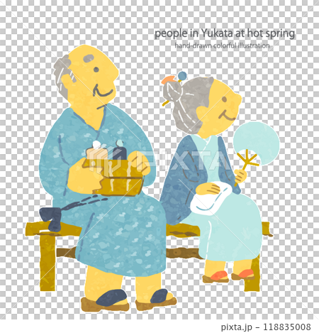 温泉客　お洒落でカラフルな手描き風イラスト 118835008