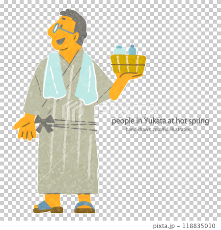 Hot spring guests: Stylish and colorful hand-drawn illustrations Hot spring guests: Stylish and colorful hand-drawn illustrations 118835010