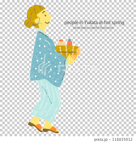 Hot spring guests: Stylish and colorful hand-drawn illustrations 118835012