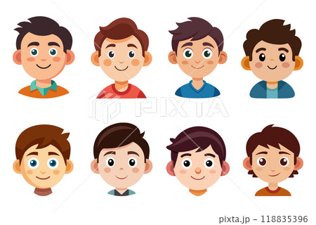 Cartoon character head vector set isolated on white Cartoon character head vector set isolated on white 118835396