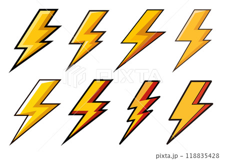 Thunderbolt vector set isolated on white background 118835428