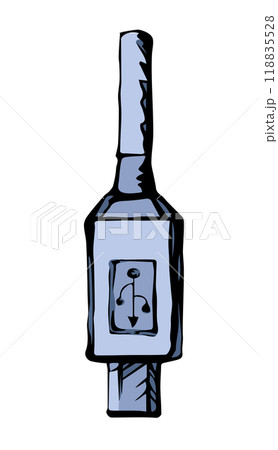 Cord for charging the phone. Vector drawing Cord for charging the phone. Vector drawing 118835528