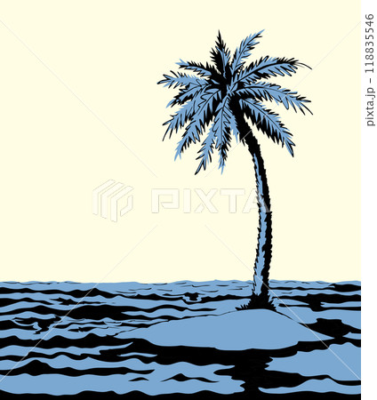 Small desert island. Vector drawing 118835546