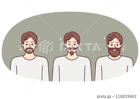 Men with different style mustaches and beards for advertising hipster barbershop 118835662