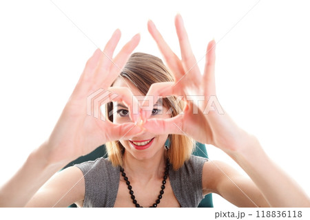 Business woman showing ok sign isolated 118836118