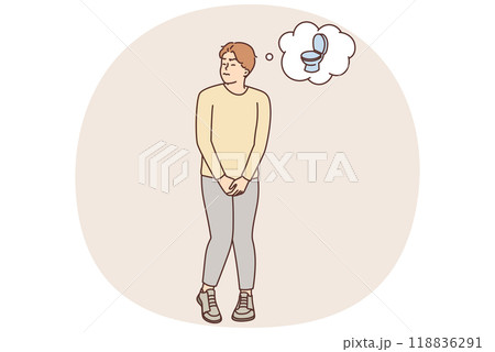 Stressed man standing and want to pee 118836291