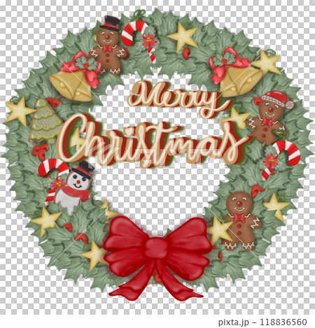 christmas wreath cute hand drawn isolated. baubles for Christmas project. christmas wreath cute hand drawn isolated. baubles for Christmas project. 118836560