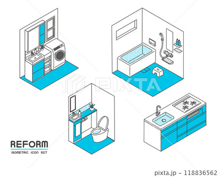 リフォームに関するアイソメベクターイラスト素材 リフォームに関するアイソメベクターイラスト素材 118836562