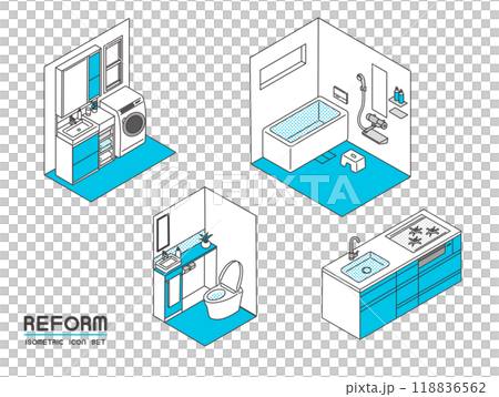 Isometric vector illustration material related to renovation 118836562