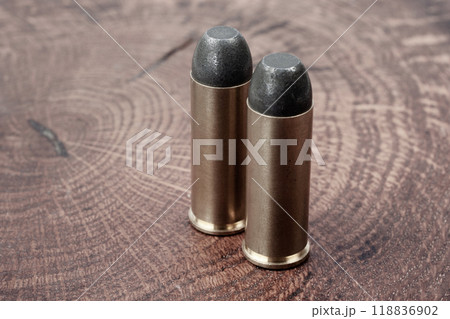 Old West era Long Colt .45 caliber revolver cartridges Old West era Long Colt .45 caliber revolver cartridges 118836902
