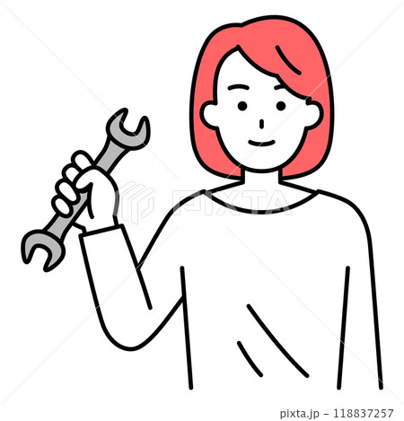 スパナを持つカジュアルな女性 118837257
