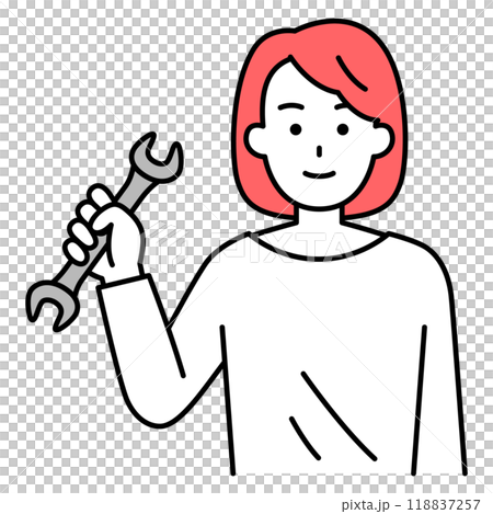 スパナを持つカジュアルな女性 118837257