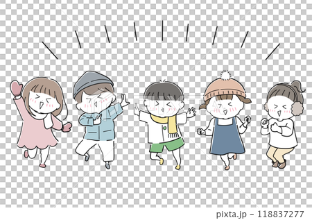 ダンスを楽しむ元気いっぱいの子どもたち(冬服) ダンスを楽しむ元気いっぱいの子どもたち(冬服) 118837277