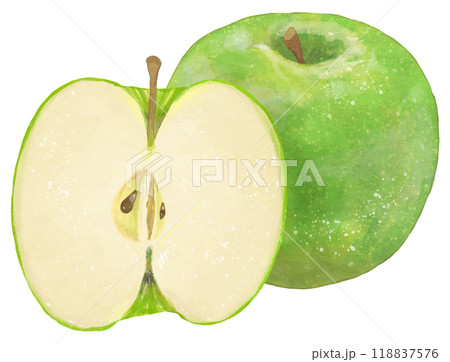 リアルな青りんご1個と半分 リアルな青りんご1個と半分 118837576