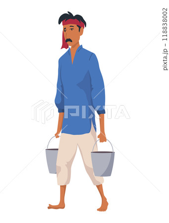 Indian farmer. India village cheering character working or bangladesh people. Village rural character worker. Rural business and village concept. Vector illustration Indian farmer. India village cheering character working or bangladesh people. Village rural character worker. Rural business and village concept. Vector illustration 118838002