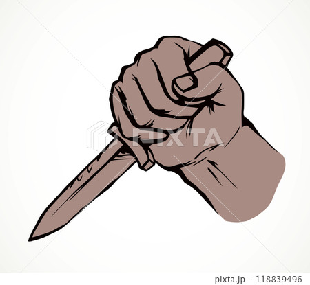Hand with a dagger. Vector drawing 118839496