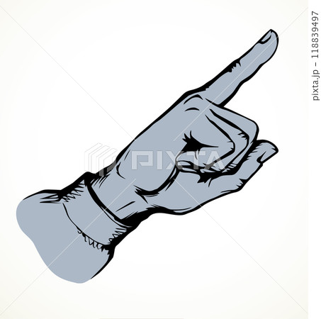Finger pointing to an object. Vector drawing 118839497