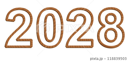Vector digits isolated on white background. Set of three-dimensional numerals with texture of wood 118839503