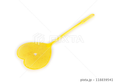 Fly swatter yellow isolated on white background Fly swatter yellow isolated on white background 118839541