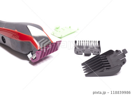 Hair clipper with nozzles isolated on white Hair clipper with nozzles isolated on white 118839986