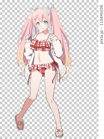 アニメ風手描き水着イラスト アニメ風のかわいい水着の女の子のイラスト素材 [118840206] - PIXTA