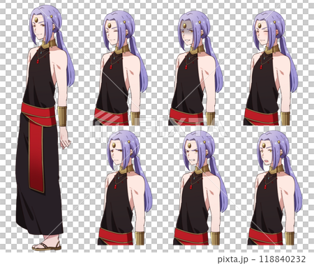 アニメ風ファンタジー世界の青年魔法使い全身立ち絵と上半身表情差分 118840232