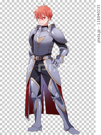 アニメ風ファンタジー世界の青年騎士全身立ち絵のイラスト素材