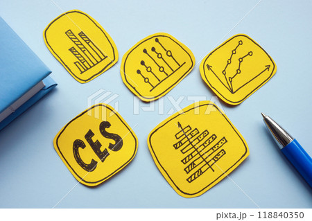 Abbreviation CES customer effort score and charts. 118840350