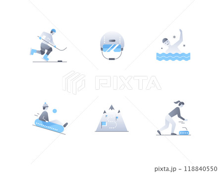 Winter sports and games - flat design style icons set Winter sports and games - flat design style icons set 118840550
