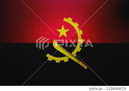 Angolan Flag printed on a paper 118840619