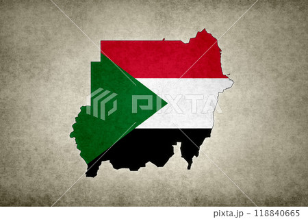 Map of Sudan with its flag within 118840665