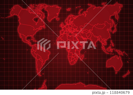 World map on a red grid World map on a red grid 118840679