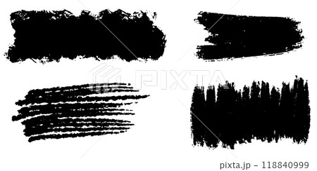 Set of ink brush strokes, brushes, lines, black paint, grungy. hand drawn graphic element isolated on white background. vector illustration. 118840999