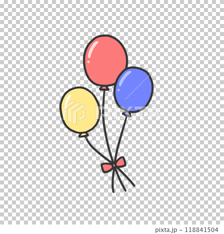 Colorful balloons tied with ribbons 118841504