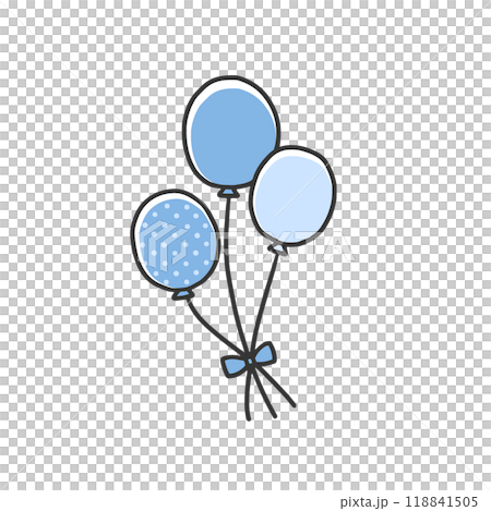 Blue balloon tied with ribbon Blue balloon tied with ribbon 118841505