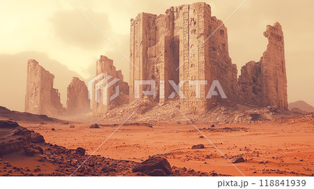 荒野の中の古代の遺跡の風景 118841939