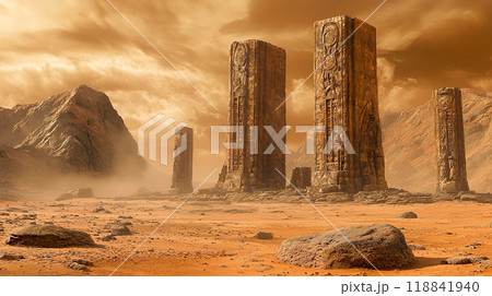 荒野の中の古代の遺跡の風景 荒野の中の古代の遺跡の風景 118841940