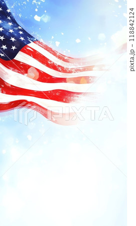 Artistically rendered American flag with vibrant paint strokes, ideal for Memorial Day. 118842124